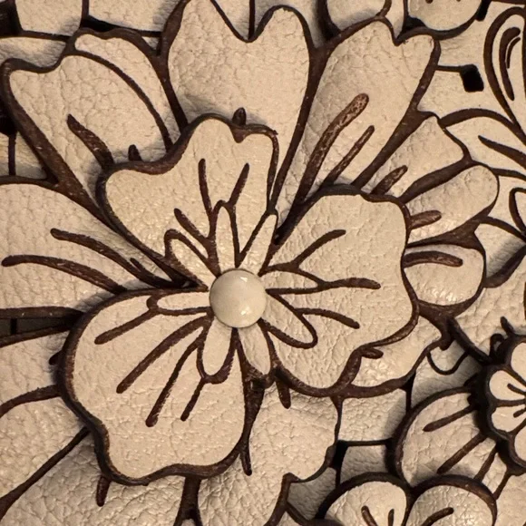 Brighton Tan Hand Cut Floral Crossbody Bag - Picture 8 of 10